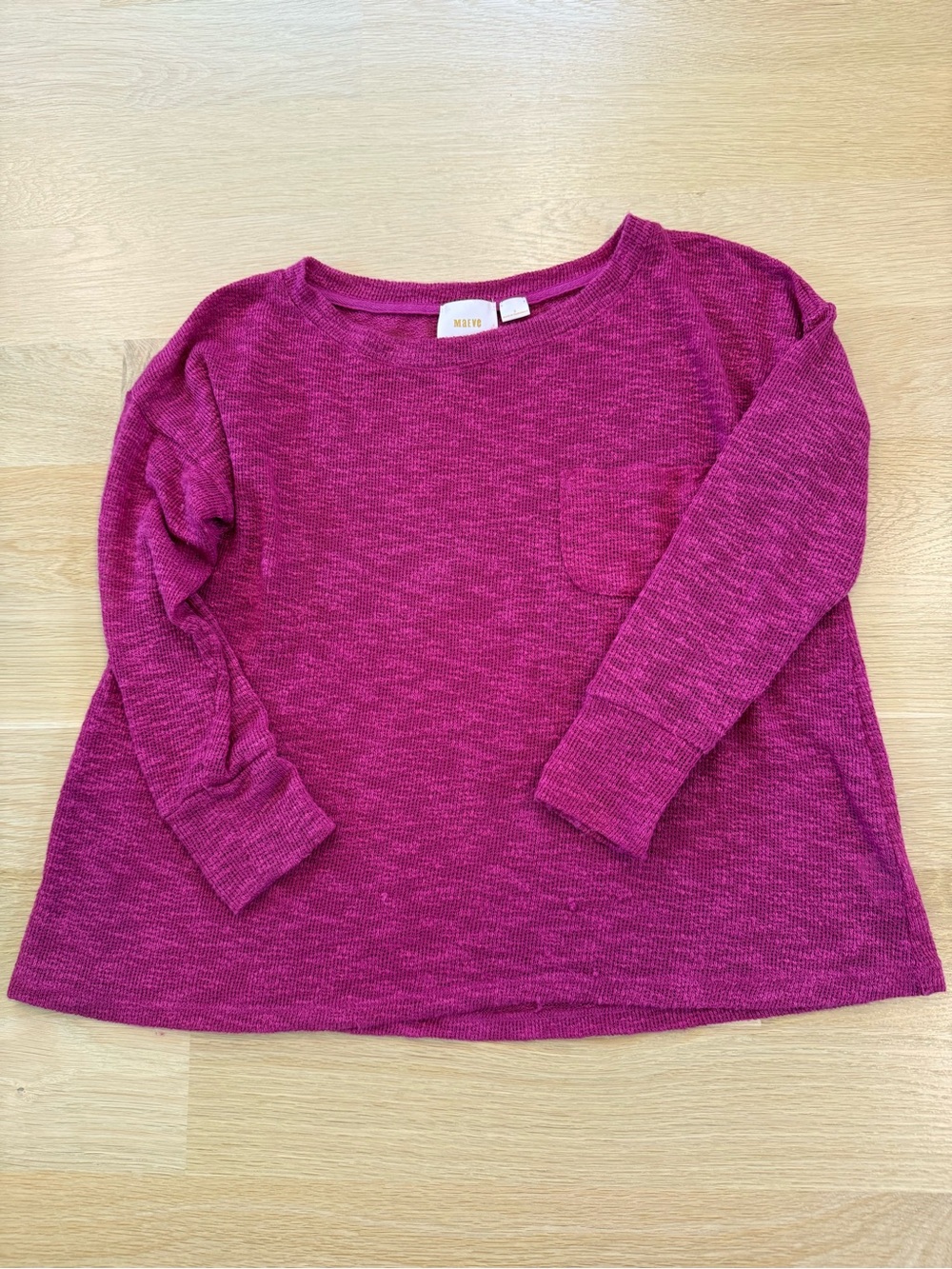Maeve Long-Sleeve Knit Top in Magenta